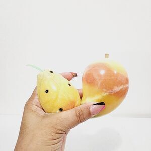 Vtg Onyx Tellez Italian Alabaster Marble Fruit Stone Decor Papaya Pineapple MCM